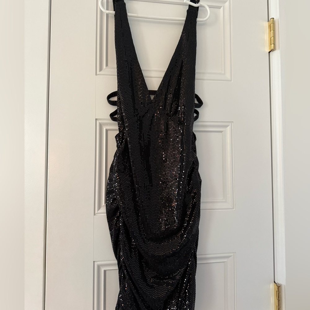 Urban Outfitters Black Sequin Backless Dress